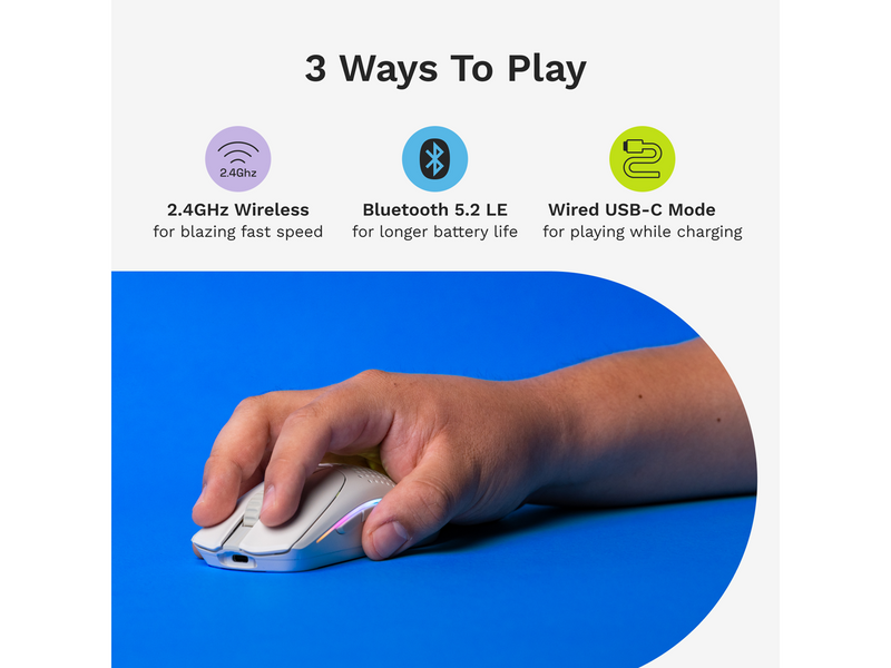 Glorious Model O 2 Mini Wireless - Matte White - Gaming Maus (Weiß mit RGB Licht)