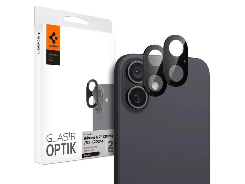 Spigen Glass tR Optik 2 Pack for iPhone 16/16 Plus - Black