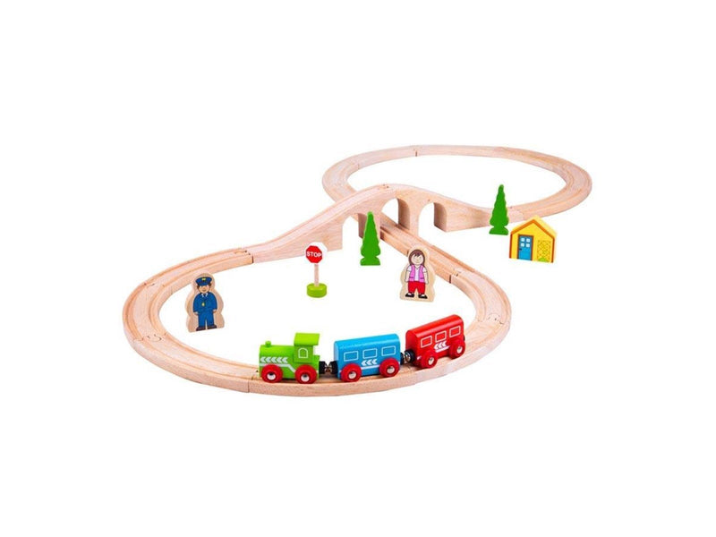 Bigjigs Wooden Train Set 26 pieces.