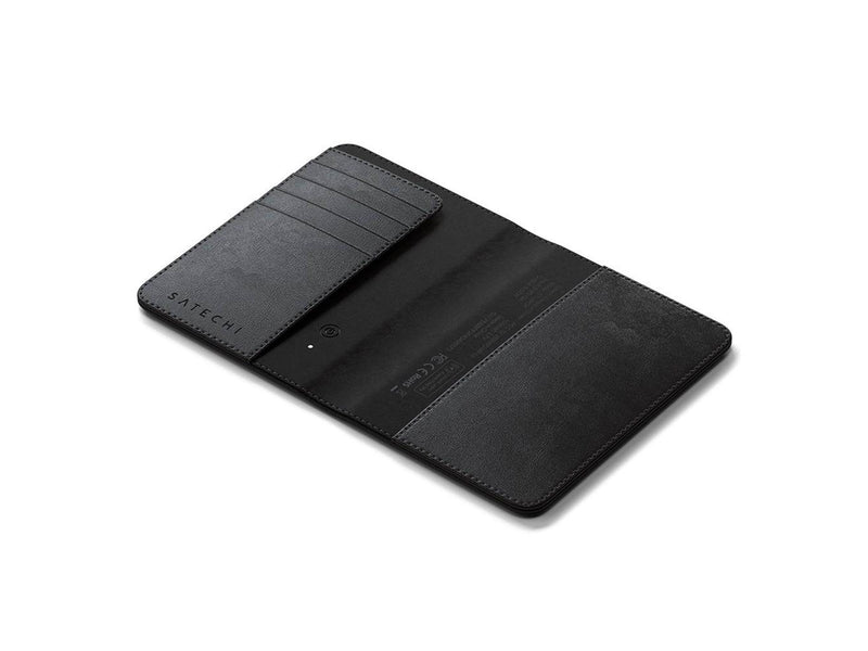 Satechi Vegan-Leather Passport Cover with Find My tracker - Black
