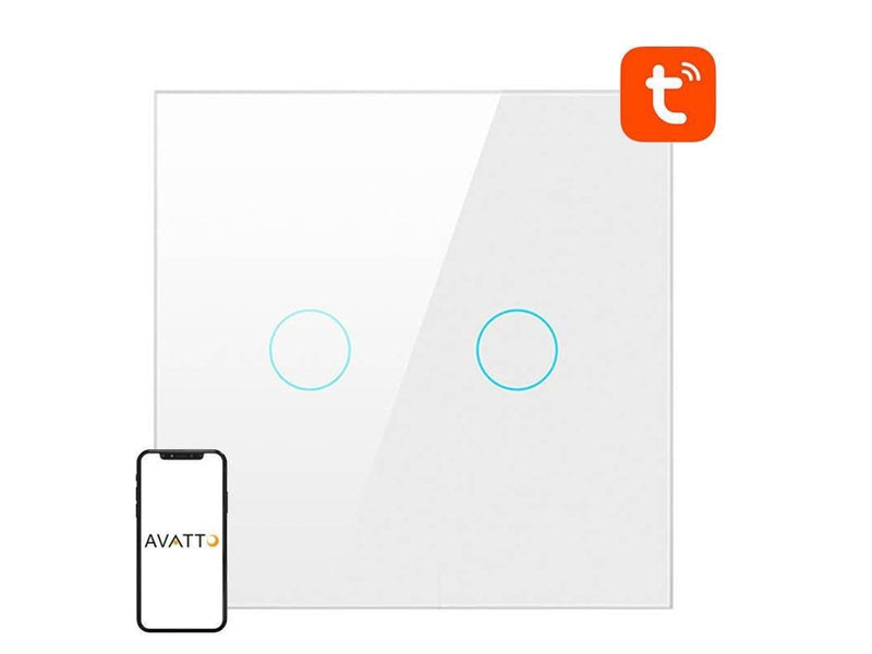 Avatto Smart Light Switch ZigBee LZTS02-EU-W2 2 Way No Neutral TUYA (white)