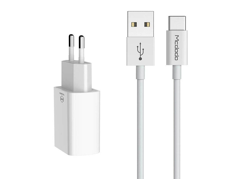 Mcdodo USB Dual Charger CH-6721 (EU) Type-C 1m Travel set (white)