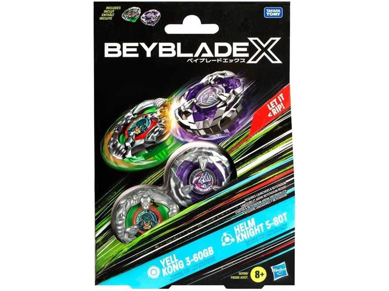 Hasbro Beyblade X Yell Kong 3-60GB and Helm Knight 5-80T Top Dual Pack Set