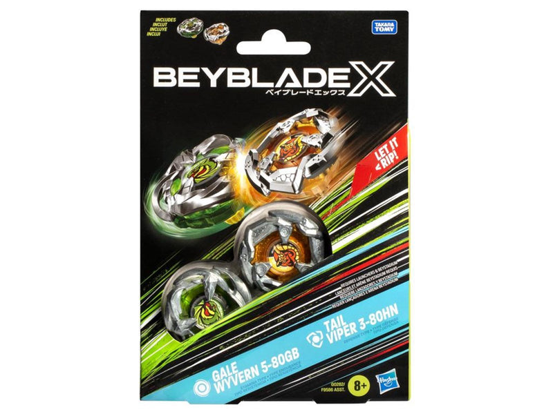 Hasbro Beyblade X Gale Wyvern 5-80GB and Tail Viper 3-80HN Top Dual Pack Set