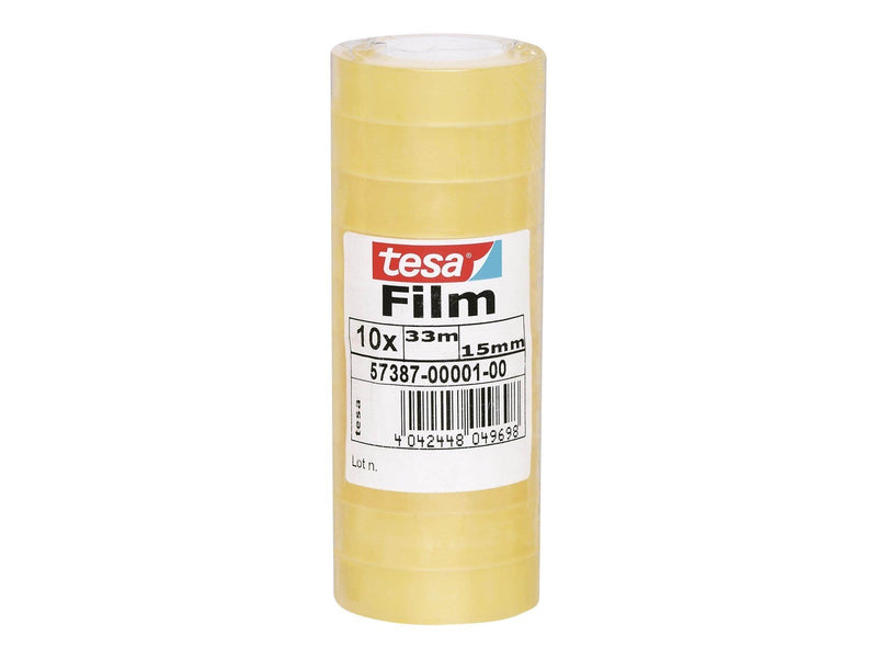 tesa film office tape - 15 mm x 33 m - transparent (pack of 10)