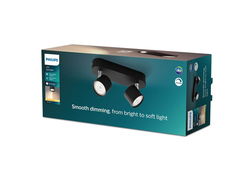 Philips STAR bar/tube black 2x4.5W SELV Dim