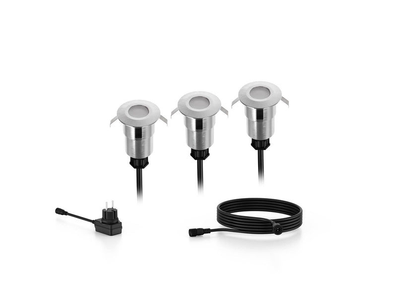 Philips Spore ground spotlights 1W 2700K silver 3-pack