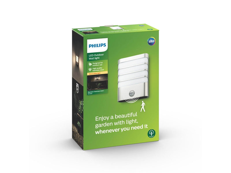 Philips Raccoon wall lantern LED inox 1x4W SELV IR (sensor