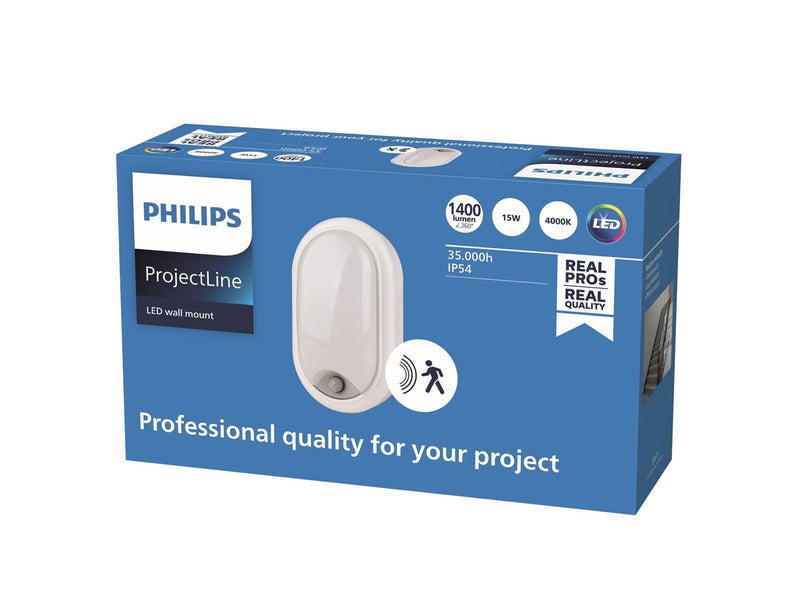 Philips Projectline Oval outdoor wall light with sensor 4000 K 1400 lm white