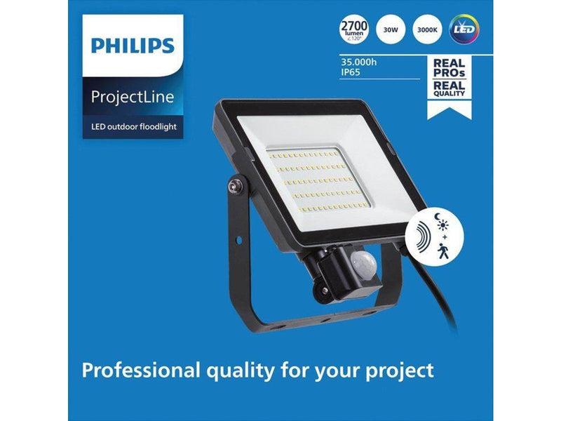 Philips Projectline Floodlight with sensor 30W 3000K black