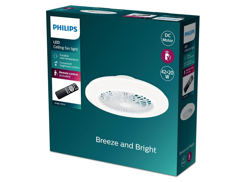 Philips Amigo ceiling lamp with fan 42+20W 2700/4400/6500K white