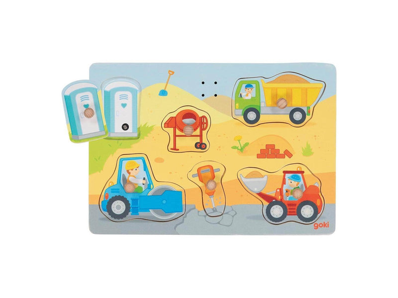 Goki Wooden Shape Puzzle Construction Site with Sound 6 pcs. Holz