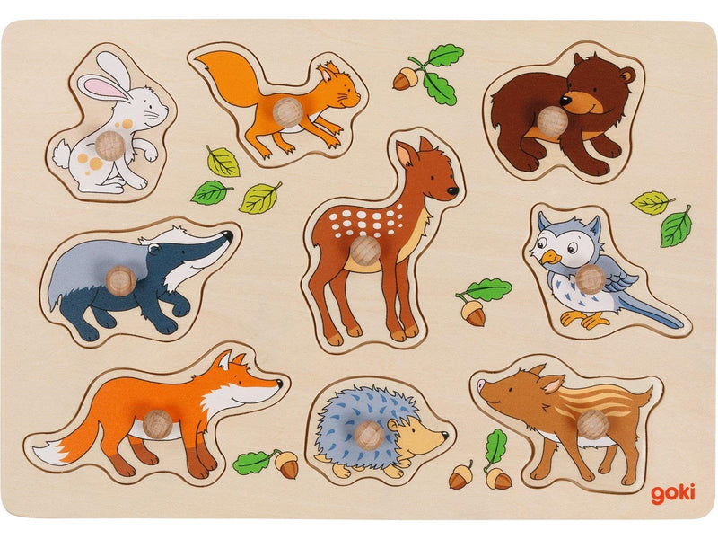 Goki Wooden Stud Puzzle Forest Animals 9 pcs. Holz