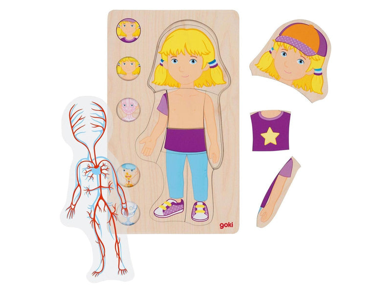 Goki Wooden Layer Puzzle Human Body Girl 29 pcs. Holz