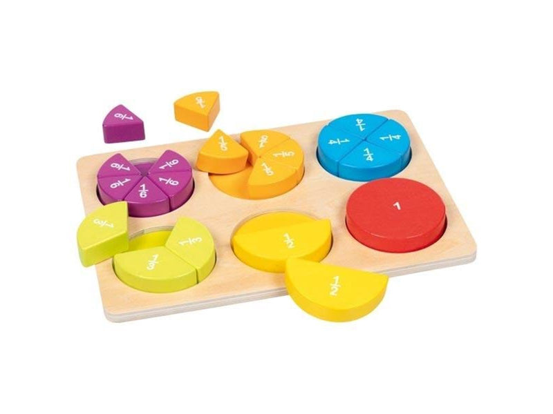 Goki Wooden Learning Puzzle Fractions 22 pieces. Holz