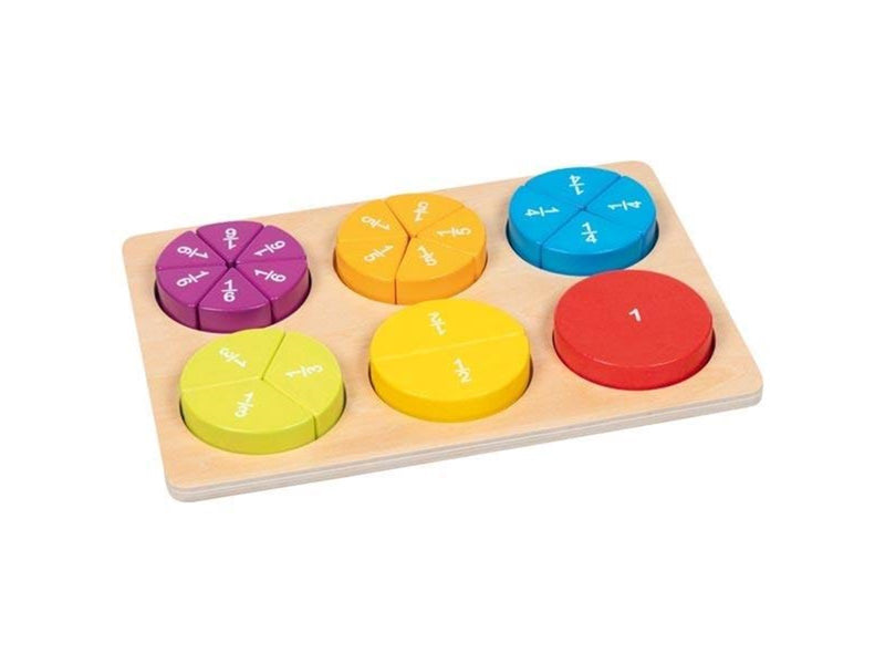 Goki Wooden Learning Puzzle Fractions 22 pieces. Holz