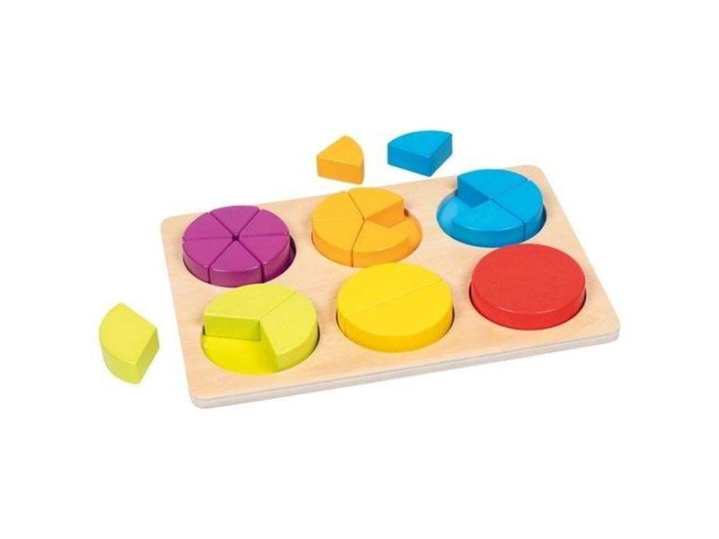 Goki Wooden Learning Puzzle Fractions 22 pieces. Holz