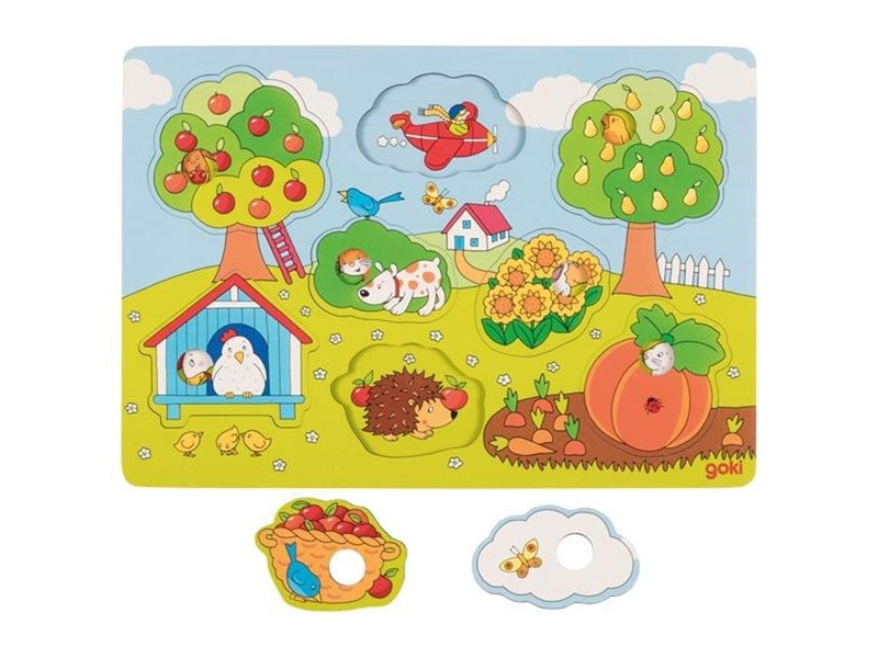 Goki Wooden Background Shape Puzzle in the Garden 8 pcs. Holz