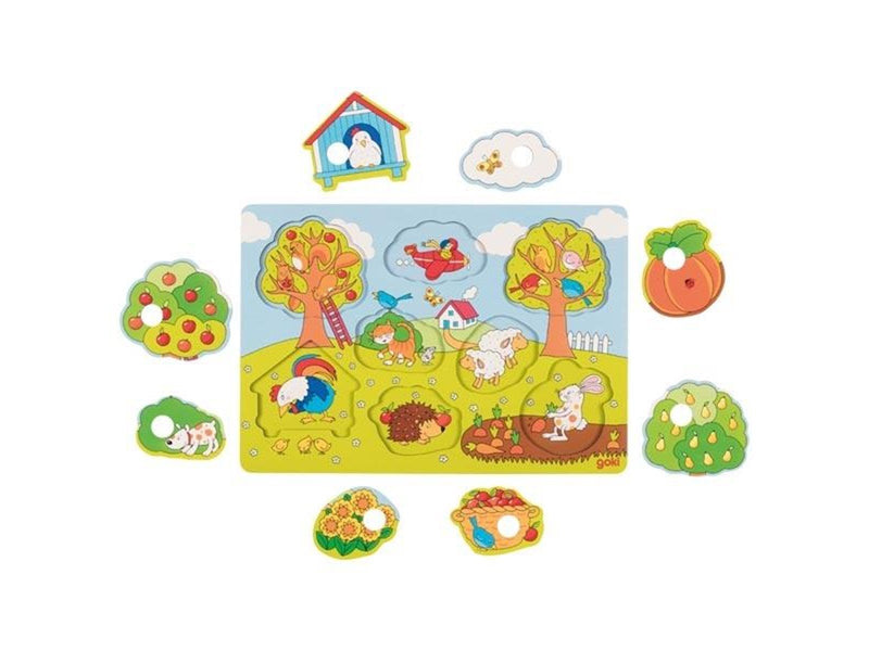 Goki Wooden Background Shape Puzzle in the Garden 8 pcs. Holz
