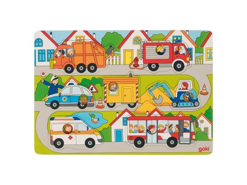 Goki Wooden Background Shape Puzzle in the Streets 7 pcs. Holz
