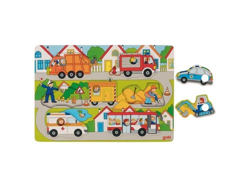 Goki Wooden Background Shape Puzzle in the Streets 7 pcs. Holz