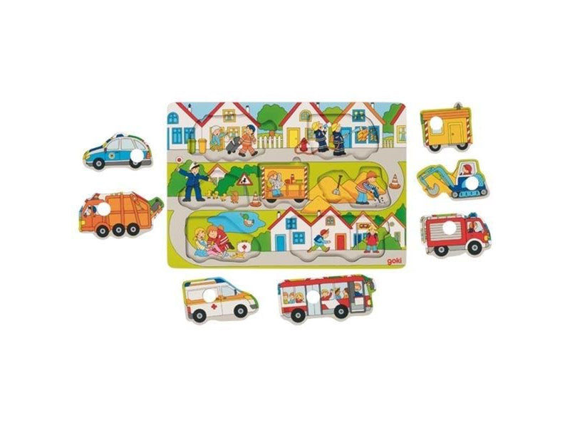Goki Wooden Background Shape Puzzle in the Streets 7 pcs. Holz