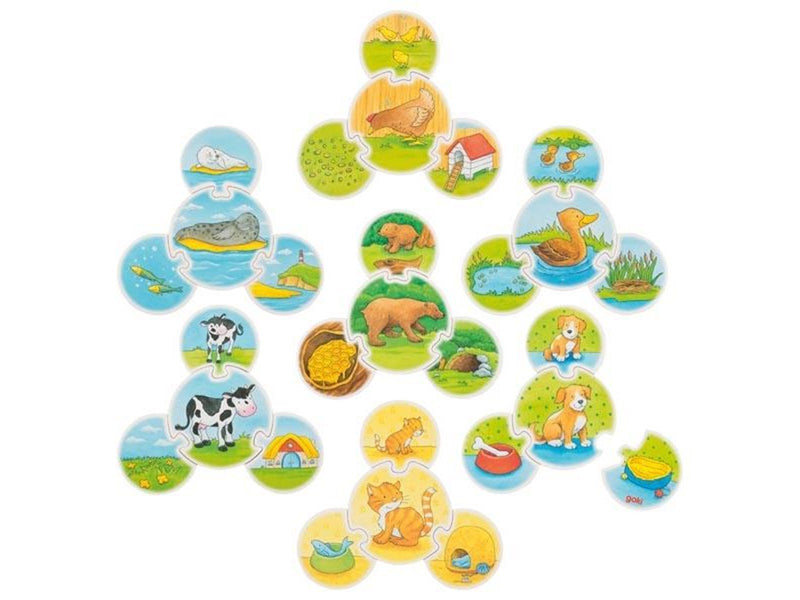 Goki Wooden Puzzle Game Animals 28 pieces. Holz
