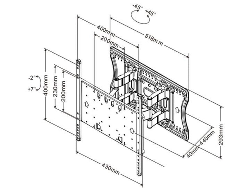 Multibrackets M VESA Super Slim neigen & Turn Plus 40 kg 55" 100 x 100 mm