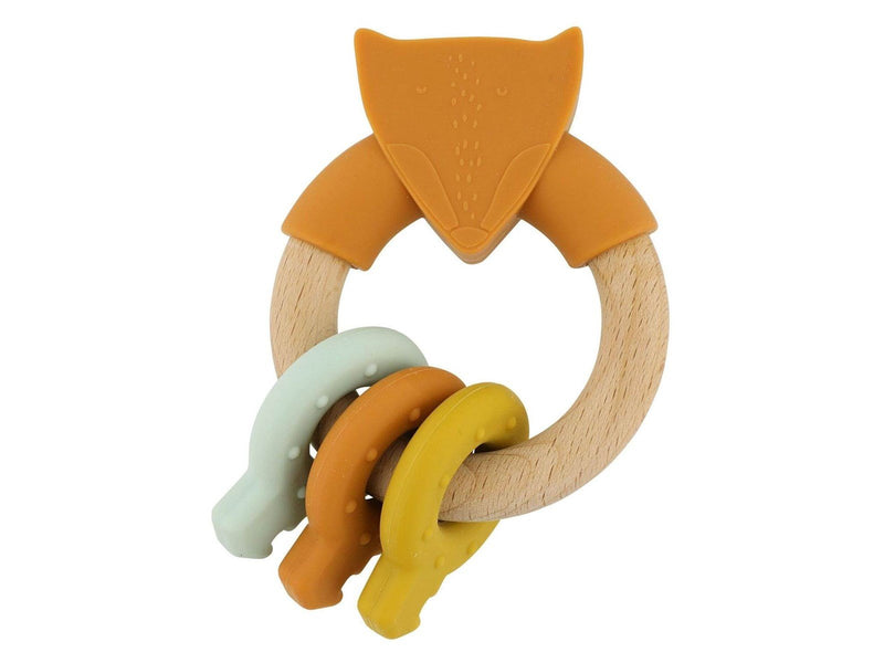 Trixie Baby Wooden Silicone Activity Ring - Mr. Fox