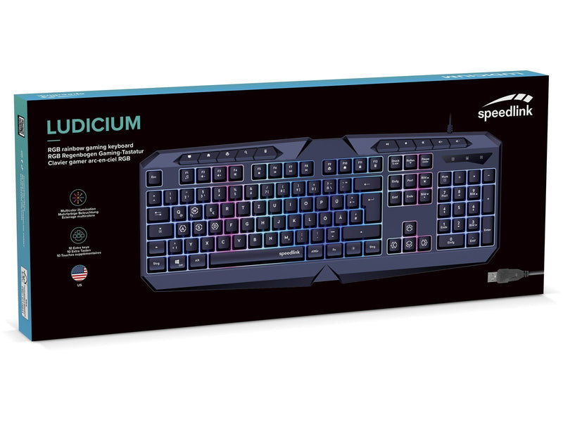 Speed-Link LUDICIUM RGB Rainbow - Gaming Tastaturen - Englisch - US - Schwarz