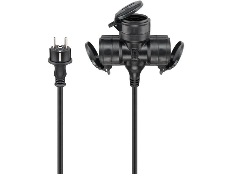 Pro Outdoor Triple Extension Cable - Power (CEE 7/7) - Type E/F Plug - Schwarz - 10 m