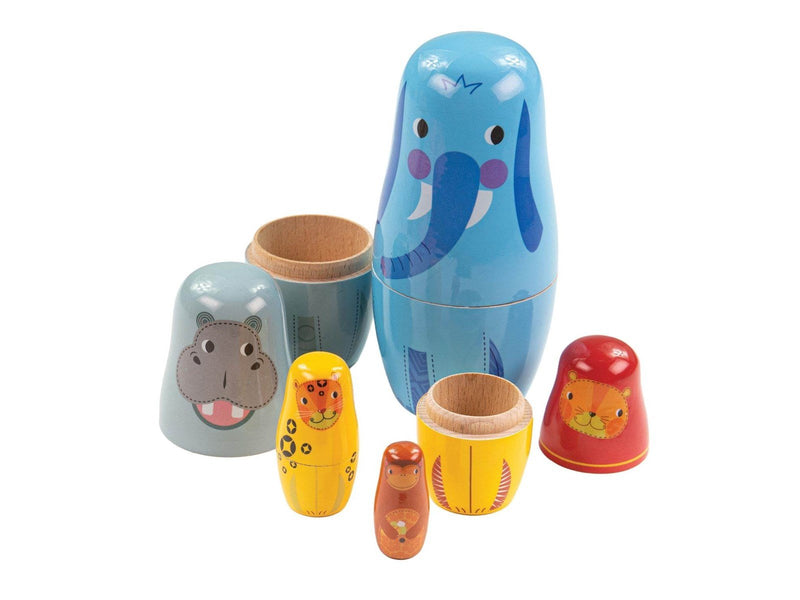 Tidlo Wooden Matryoshka Jungle Animals Stackable 10 pcs.