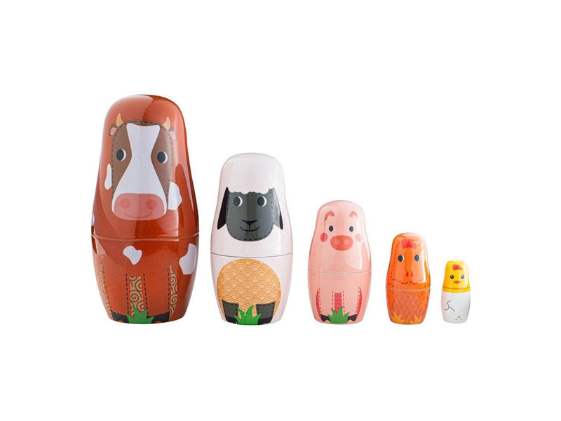Tidlo Wooden Matryoshka Farm Animals Stackable 10 pcs.