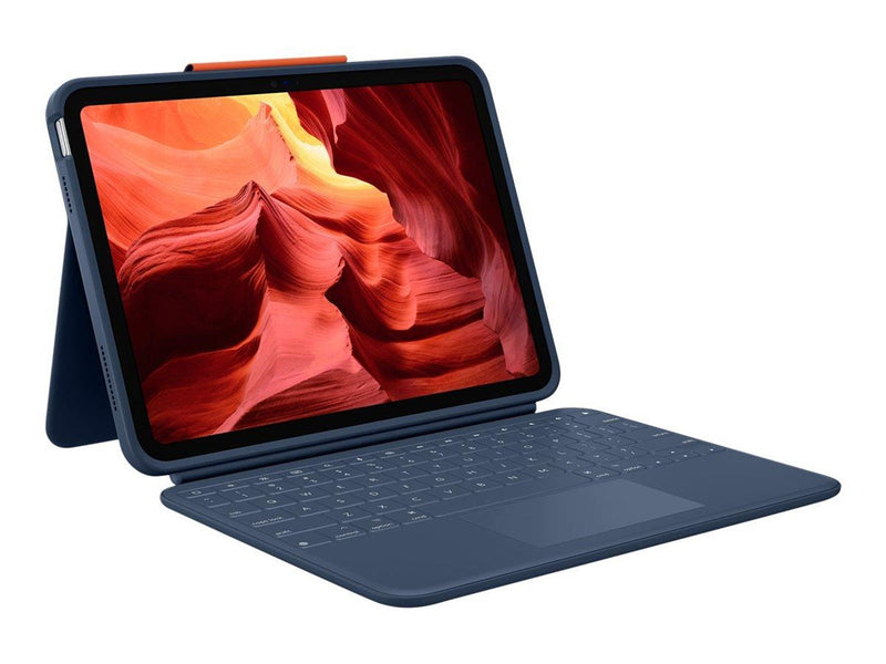 Logitech Rugged Combo 4 Touch - keyboard and folio case - with trackpad - classic blue Input Device - Tastatur & Folio-Set - Nor