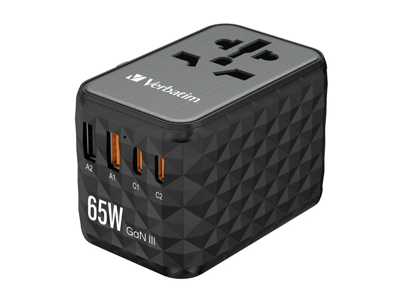 Verbatim UTA-05 power adapter - GaN III universal - 2 x USB-C 2 x USB - 65 Watt