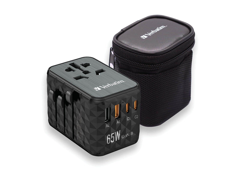 Verbatim UTA-05 power adapter - GaN III universal - 2 x USB-C 2 x USB - 65 Watt