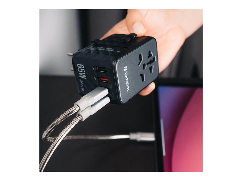 Verbatim UTA-05 power adapter - GaN III universal - 2 x USB-C 2 x USB - 65 Watt