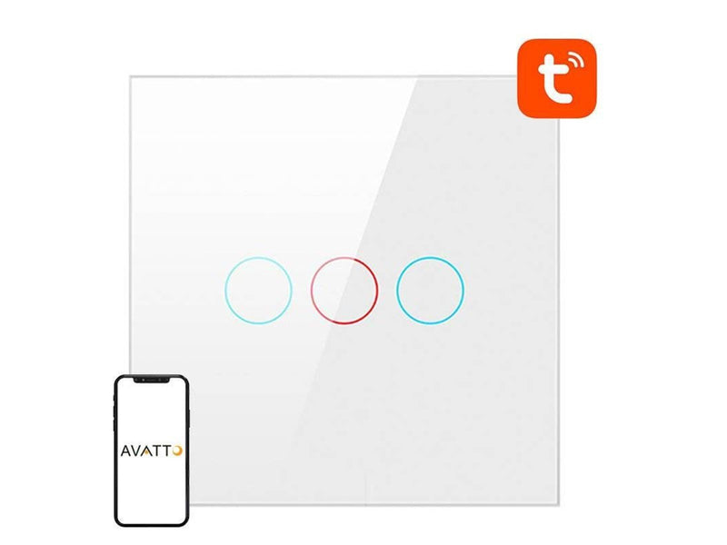 Avatto Smart Light Switch ZigBee LZTS02-EU-W3 3 Way No Neutral TUYA (white)