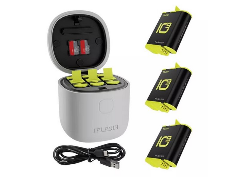 TELESIN 3-slot waterproof charger Allin box for GoPro Hero 12 / Hero 11 / Hero 10 / Hero 9