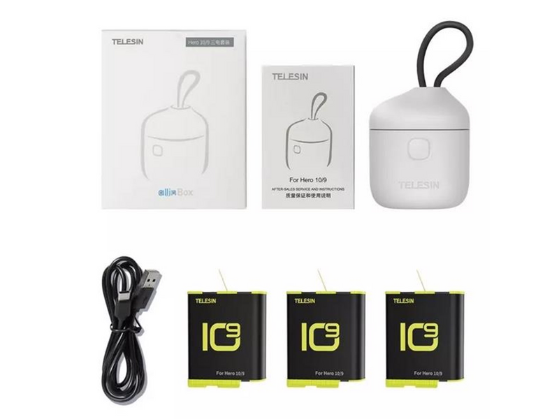 TELESIN 3-slot waterproof charger Allin box for GoPro Hero 12 / Hero 11 / Hero 10 / Hero 9