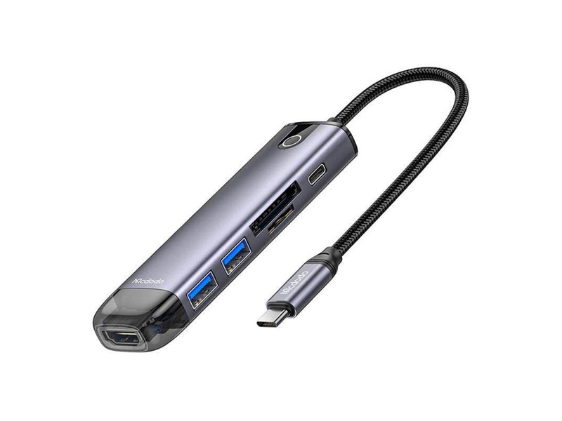 Mcdodo HU-7420 6-in-1 USB-C Hub (USB-C HDMI VGA USB3.0*2 USB3.0*2 SD TF) USB-Hubs - USB 3.0 - 10 - Grau