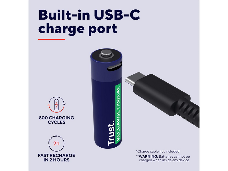 Trust 2 x AA USB-C Rechargeable