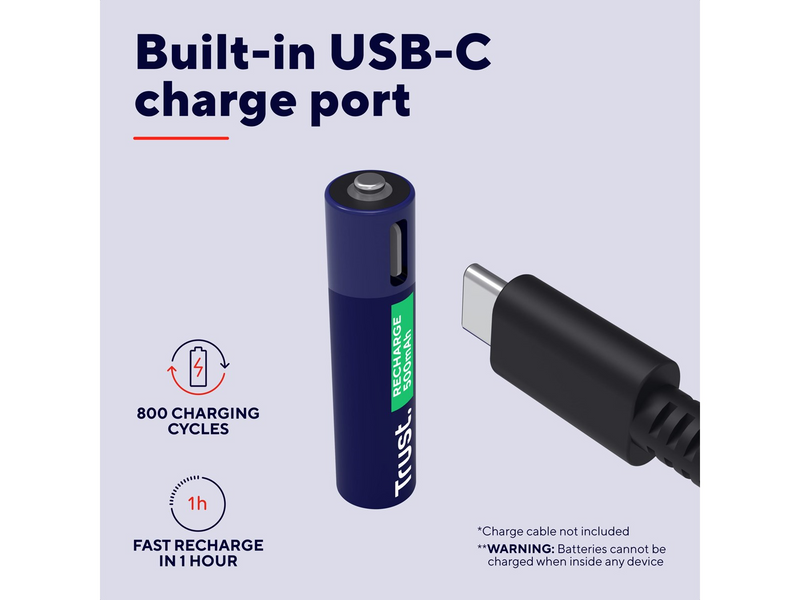 Trust 2 x AAA USB-C Rechargeable