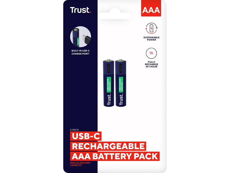 Trust 2 x AAA USB-C Rechargeable