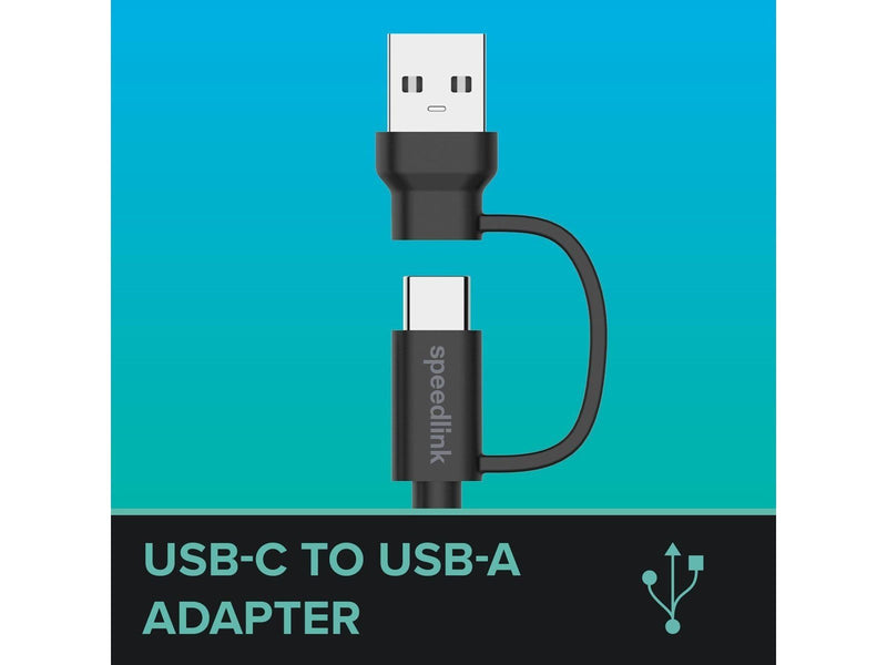 Speed-Link STREAM Play + Charge USB-C/A to USB-C Cable Set - Black - Wired Charging cable for wireless game controller - Sony Pl