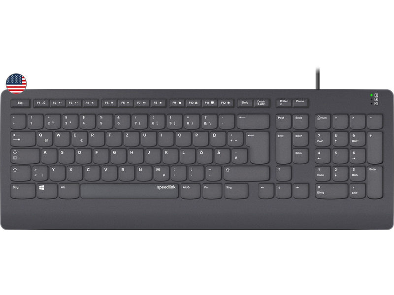 Speed-Link HI-GENIC Antibacterial Gaming Keyboard - Gaming Tastaturen - US-Englisch - Schwarz