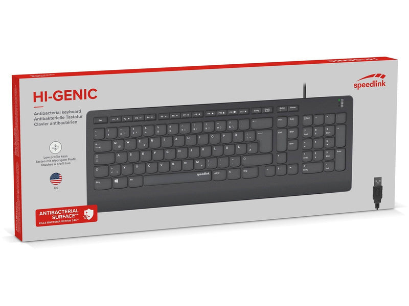 Speed-Link HI-GENIC Antibacterial Gaming Keyboard - Gaming Tastaturen - US-Englisch - Schwarz