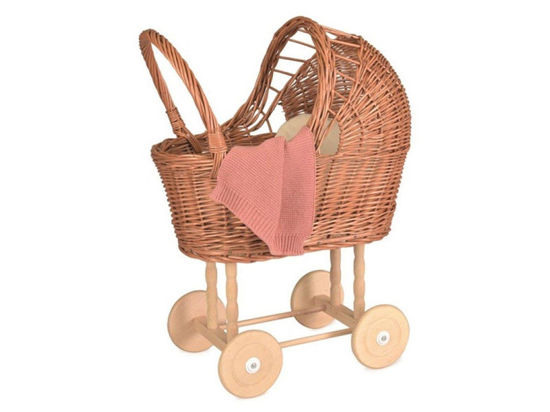 Egmont Toys Wicker Pram with Knitted Blanket