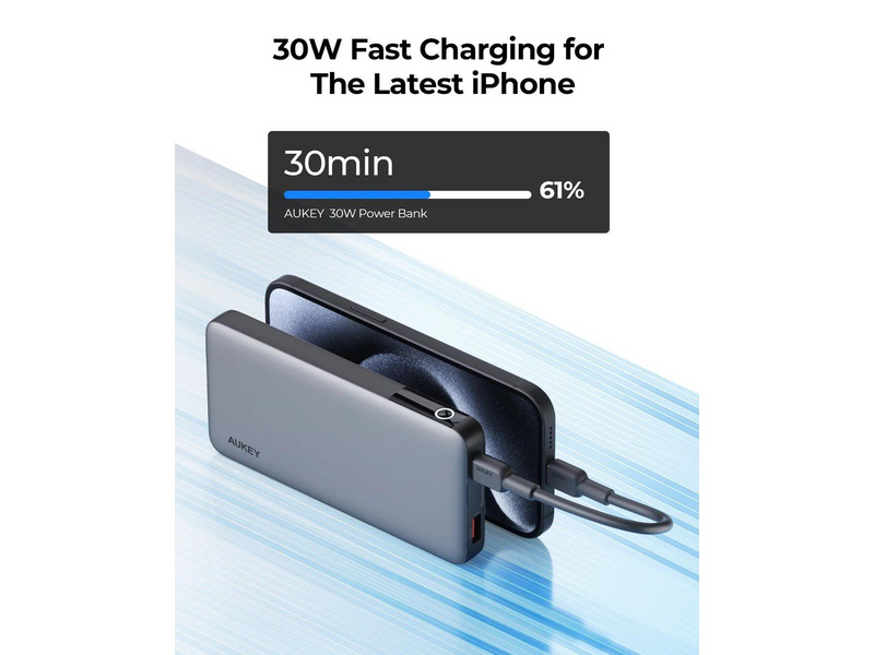 Aukey Powerbank PB-Y41 10000mAh 30W (gray) Powerbank (Akku) - Grau - 10000 mAh