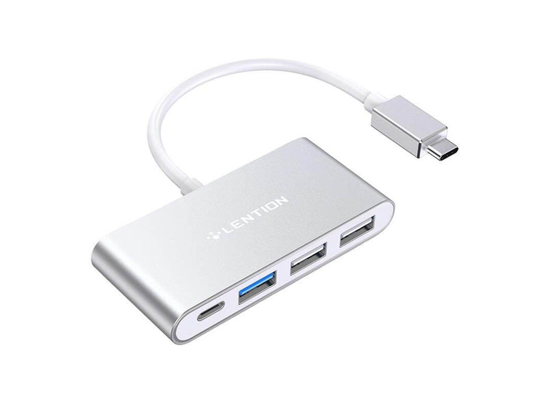 Lention 4in1 Hub USB-C to USB 3.0 + 2x USB 2.0 + USB-C (silver) USB-Hubs - USB 3.0 - 4 - silber